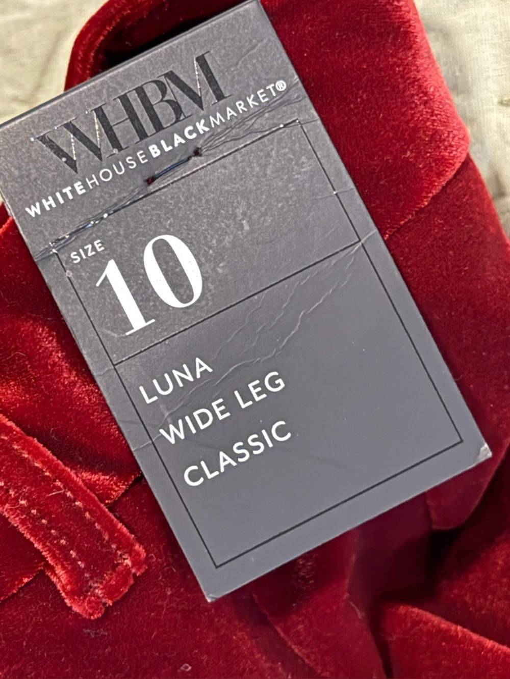 NWT WHITE HOUSE BLACK MARKET Luna Wide Leg Classic Size 10 Red Velvet - Picture 6 of 8